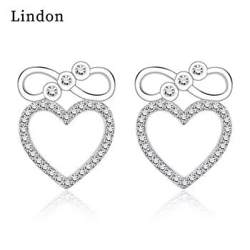 Женские серьги из медного сплава с цирконом Lindon - Серьги-подвески в подарок на свадебную вечеринку серебряный