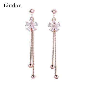 Женские серьги из медного сплава с цирконом Lindon - Серьги-подвески в подарок на свадебную вечеринку