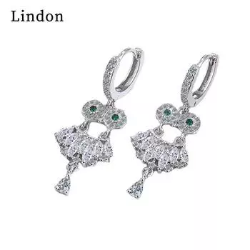 Женские серьги из медного сплава с цирконом Lindon - Серьги-подвески в подарок на свадебную вечеринку