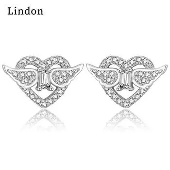 Женские серьги из медного сплава с цирконом Lindon - Серьги-подвески в подарок на свадебную вечеринку серебряный