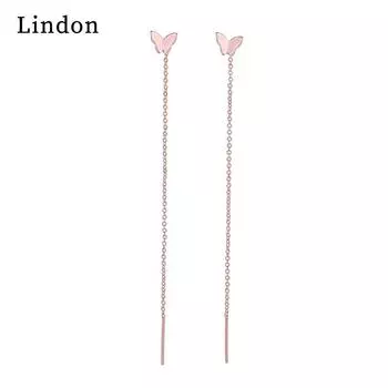 Женские серьги из медного сплава с цирконом Lindon - Серьги-подвески в подарок на свадебную вечеринку серебряный