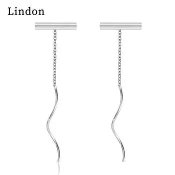 Женские серьги из медного сплава с цирконом Lindon - Серьги-подвески в подарок на свадебную вечеринку серебряный