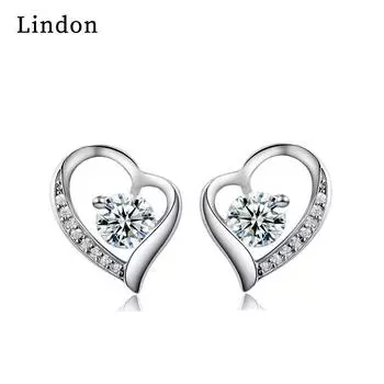 Женские серьги из медного сплава с цирконом Lindon - Серьги-подвески в подарок на свадебную вечеринку серебряный