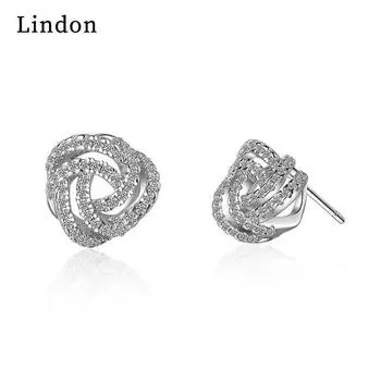 Женские серьги из медного сплава с цирконом Lindon - Серьги-подвески в подарок на свадебную вечеринку серебряный