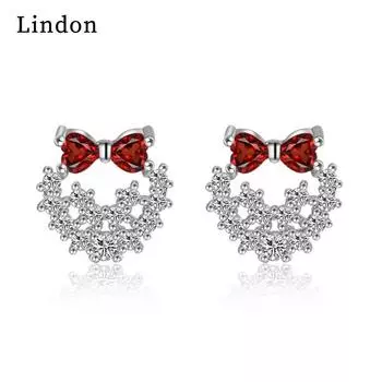 Женские серьги из медного сплава с цирконом Lindon - Серьги-подвески в подарок на свадебную вечеринку серебряный