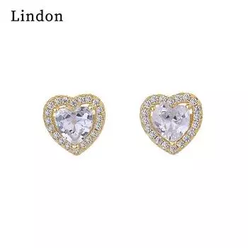 Женские серьги из медного сплава с цирконом Lindon - Серьги-подвески в подарок на свадебную вечеринку серебряный