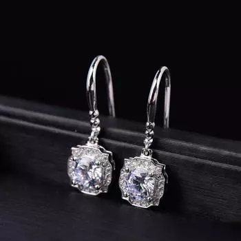 Женские серьги из муассанита, серебряные ювелирные изделия, женская мода, милые крошечные прозрачные серьги-подвески из муассанита, подарок для девочек белый