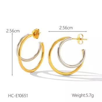 Женские серьги из нержавеющей стали с блочной расцветкой в золотом и серебряном цветах, гладкая геометрическая текстура, солнечная пентаграмма, европейский и американский дизайн, ювелирный подарок