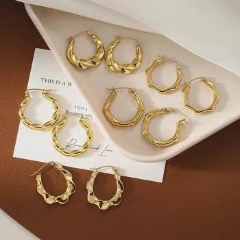 Женские серьги из нержавеющей стали с покрытием из золота 18 карат: Элегантный, модный, высококлассный европейский и американский стиль