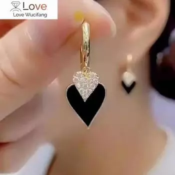 Женские серьги из нержавеющей стали в форме сердца с бриллиантами и кристаллами, подвеска для невесты и принцессы, помолвочные украшения в подарок