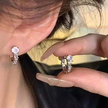 Женские серьги из серебра 925 пробы с U-образным цирконием: Уникальный, легкий роскошный дизайн A1662 серебряный