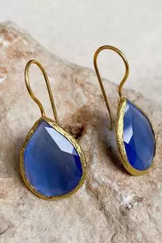 Женские серьги из серии Sun Stone Кошачий глаз из 22-каратного золота с желтым покрытием