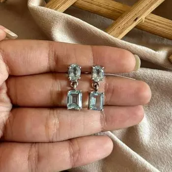 Женские серьги из стерлингового серебра 925 пробы с синим топазом и драгоценным камнем, ювелирные изделия ручной работы синий