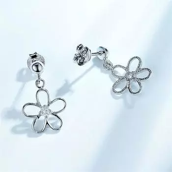 Женские серьги из стерлингового серебра 925 пробы с милым цветком и сладким кристаллом циркона, серьги-гвоздики, подарки на Хэллоуин, вечерние ювелирные изделия