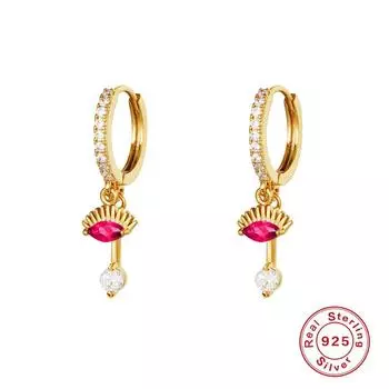 Женские серьги-капли Canner из стерлингового серебра 925 пробы с цирконием и INS покрытием, ювелирные изделия для пирсинга из 18-каратного золота красный