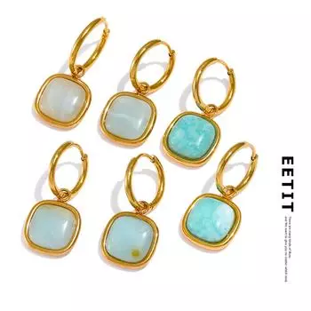 Женские серьги-капли Eetit Tianhe из нержавеющей стали с геометрическим рисунком и камнями