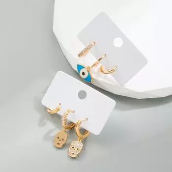 Женские серьги-капли из сплава с кристаллами, креативный индивидуальный набор с черепом, элегантные серьги OneSize