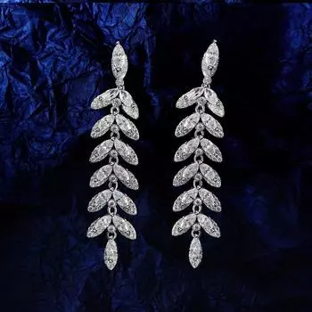Женские серьги-капли из стерлингового серебра 925 пробы с белым сапфиром и синтетическим муассанитом огранки «маркиз» Vvs