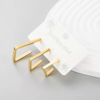 Женские серьги-капли из титановой стали с геометрическим цветом, индивидуальный дизайн, комплект из трех предметов из нержавеющей стали, одноцветные украшения для ушей OneSize золотой