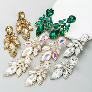 Женские серьги-капли премиум-класса для вечеринок Super Flash e из сплава, геометрические серьги, серьги со стеклянными кристаллами OneSize золотой