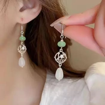 Женские серьги-капли премиум-класса с легким цирконом в китайском стиле