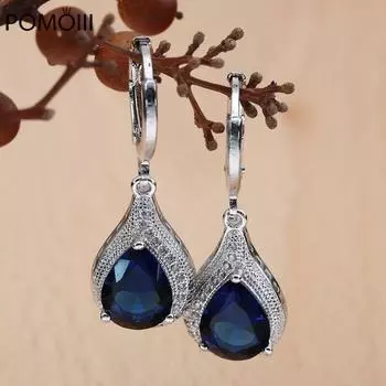 Женские серьги-капли с цирконием, стерлинговое серебро 925 пробы, винтажные серьги-капли с синими драгоценными камнями, юбилейные свадебные украшения королевский синий