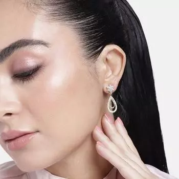 Женские серьги-капли с камнями AD