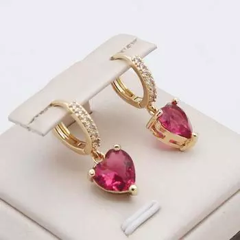 Женские серьги-капли с красным цирконием в форме сердца, новинка 2024 года, модные серьги с кубическим цирконием, модные вечерние ювелирные аксессуары красный