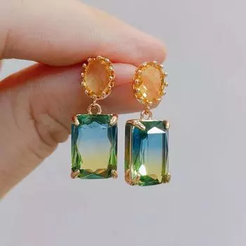 Женские серьги-капли с квадратным цирконием, новинка 2023 года, модные ювелирные аксессуары для свадьбы и помолвки разноцветный