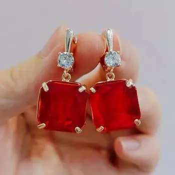 Женские серьги-капли с квадратным кристаллом циркония, новинка 2023 года, серьги золотого цвета, модные роскошные вечерние ювелирные аксессуары, аксессуары белый