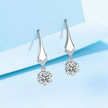 Женские серьги-капли с муассанитом 0,5 карата, 5 мм, Снежинка, стерлинговое серебро S925, белое золото 18 карат, покрытые бриллиантами, ювелирные изделия 0.5ct and 0.5ct