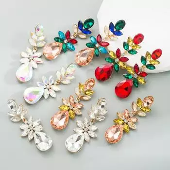 Женские серьги-капли в стиле ретро, серьги-подвески из титанового стального сплава, акриловые красочные кристаллы в форме воды, геометрические украшения для ушей OneSize синий