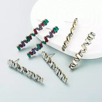 Женские серьги-капли в стиле ретро, серьги-подвески из титанового стального сплава, акриловые красочные хрустальные геометрические украшения для ушей OneSize