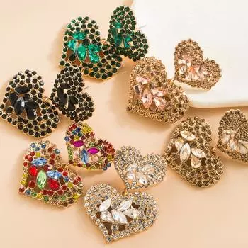 Женские серьги-капли в стиле ретро, серьги-подвески из титанового стального сплава, акриловые красочные хрустальные серьги в форме сердца, геометрические украшения для ушей OneSize белый