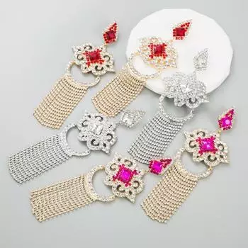 Женские серьги-капли в винтажном стиле, длинная цепочка с когтями, индивидуальные преувеличенные серьги для вечеринок OneSize розы красного