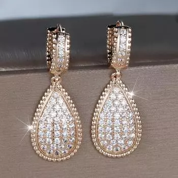 Женские серьги-капли воды, элегантные золотые украшения для свадебной вечеринки, изысканный подарок на годовщину золотой