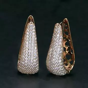 Женские серьги-капли WWJ с крошечными блестящими цирконами цвета розового золота белый