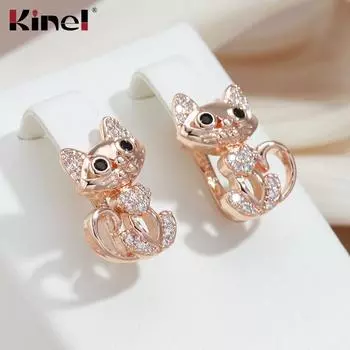 Женские серьги Kinel Cute Cat из розового золота розового золота