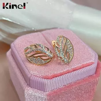 Женские серьги Kinel Hollow Leaf из розового золота 585 пробы розового золота
