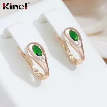 Женские серьги Kinel из розового золота с зеленым цирконом розового золота