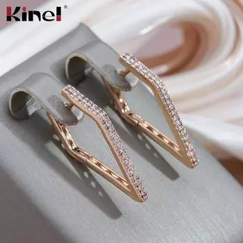 Женские серьги Kinel с бриллиантами V-образной формы и геометрическим рисунком цвета розового золота розового золота