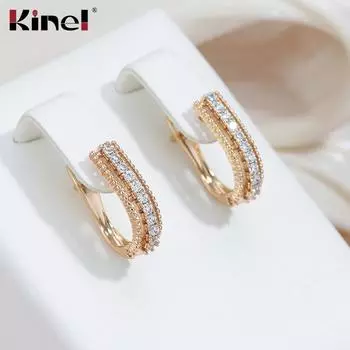 Женские серьги Kinel с цирконием в английском стиле, винтажные квадратные украшения