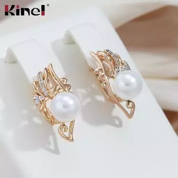 Женские серьги Kinel с жемчугом и воском с кубическим цирконием, ювелирные изделия