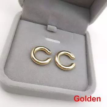 Женские серьги-клипсы асимметричные круглые серьги-клипсы панк двойные круглые серьги-клипсы темперамент универсальные серьги в форме буквы С золотой