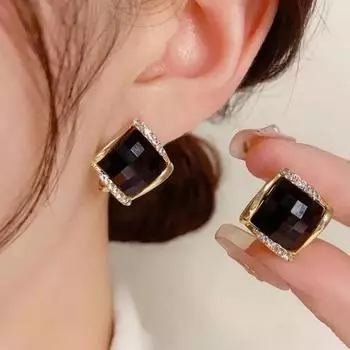 Женские серьги-клипсы, летние маленькие серьги, серьги с кисточками и драгоценными камнями One Size