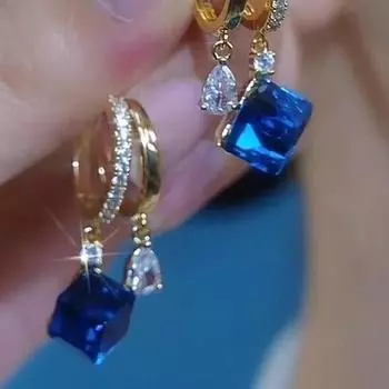 Женские серьги-клипсы, летние маленькие серьги, серьги с кисточками и драгоценными камнями One Size