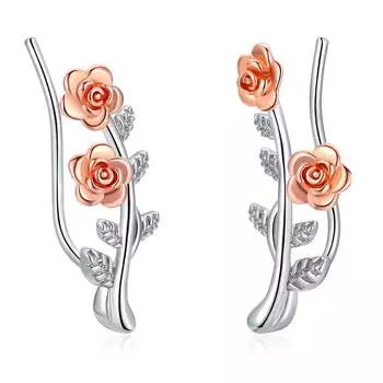 Женские серьги-клипсы с цветком розы