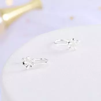 Женские серьги-клипсы с глянцевым цветком франжипани из стерлингового серебра 925 пробы ES1052, 925 Silver серебряный