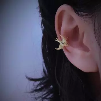 Женские серьги-клипсы золотого цвета с милыми животными в виде ласточки без отверстия в ухе без пирсинга, вечерние ювелирные изделия