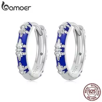 Женские серьги-кольца BAMOER из стерлингового серебра 925 пробы с покрытием из белого золота, серьги-кольца Inifinite Love, легкие серьги-кольца для хряща SCE1739